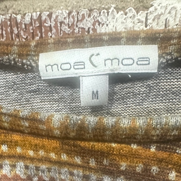 Moa Moa Marbled Western Brown and Gold Striped Sweater - Picture 2 of 5